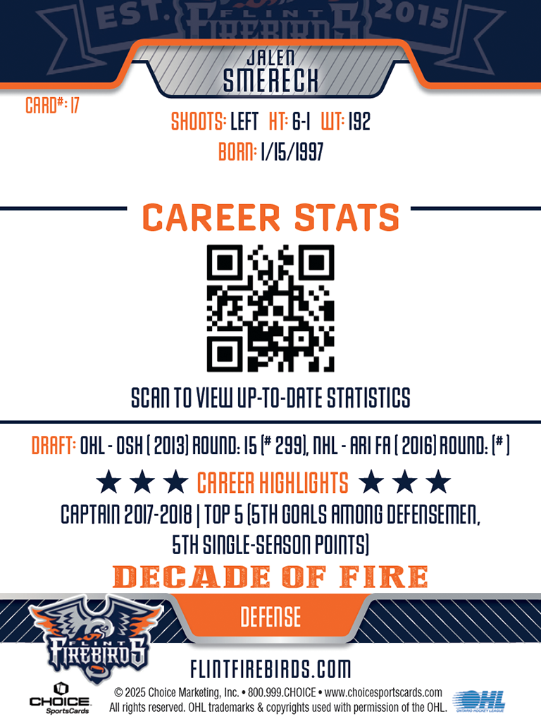 Decade Card J. Smereck #17