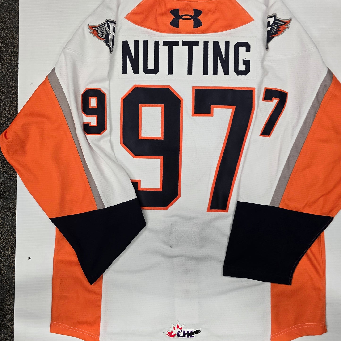 25/26 Season Authentic White Under Armour Jersey: Issued to Nutting, #97