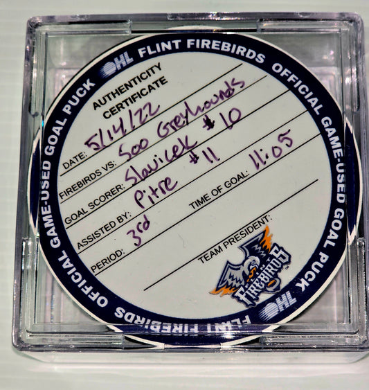 Slavicek #10 Goal Puck (5/14/2022)