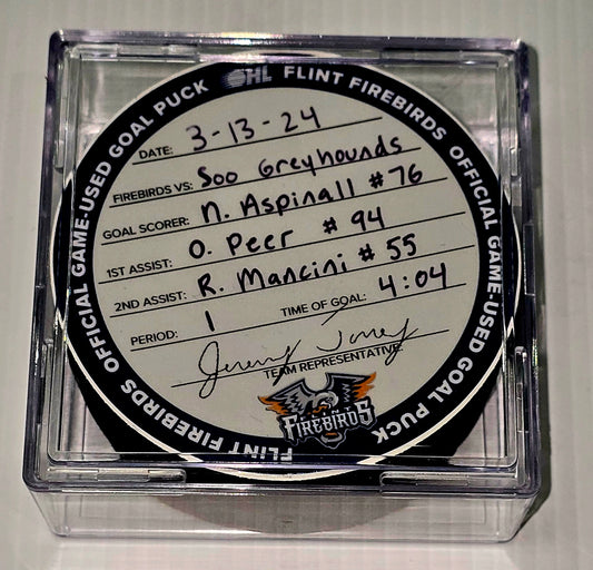N. Aspinall #76 Goal Puck (3/13/2024)