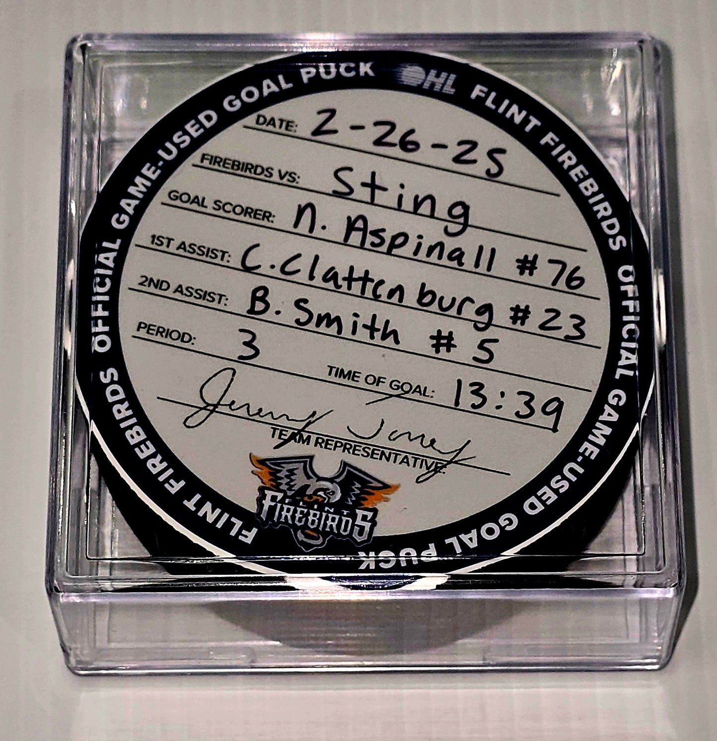 N. Aspinall #76 Goal Puck (2/26/25)