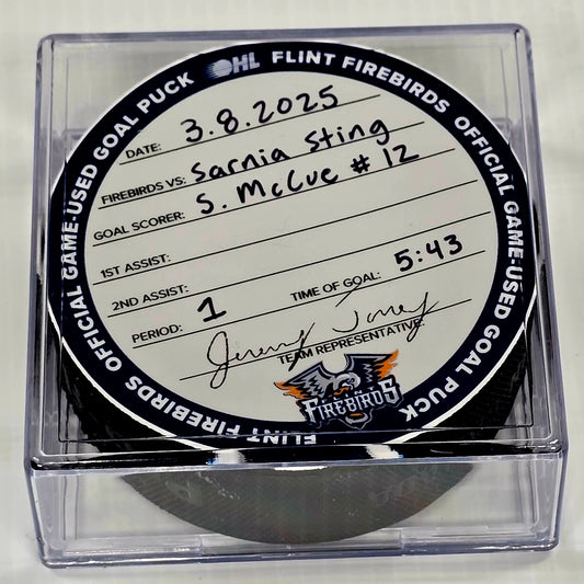 S. McCue #12 Goal Puck (3-8-2025)