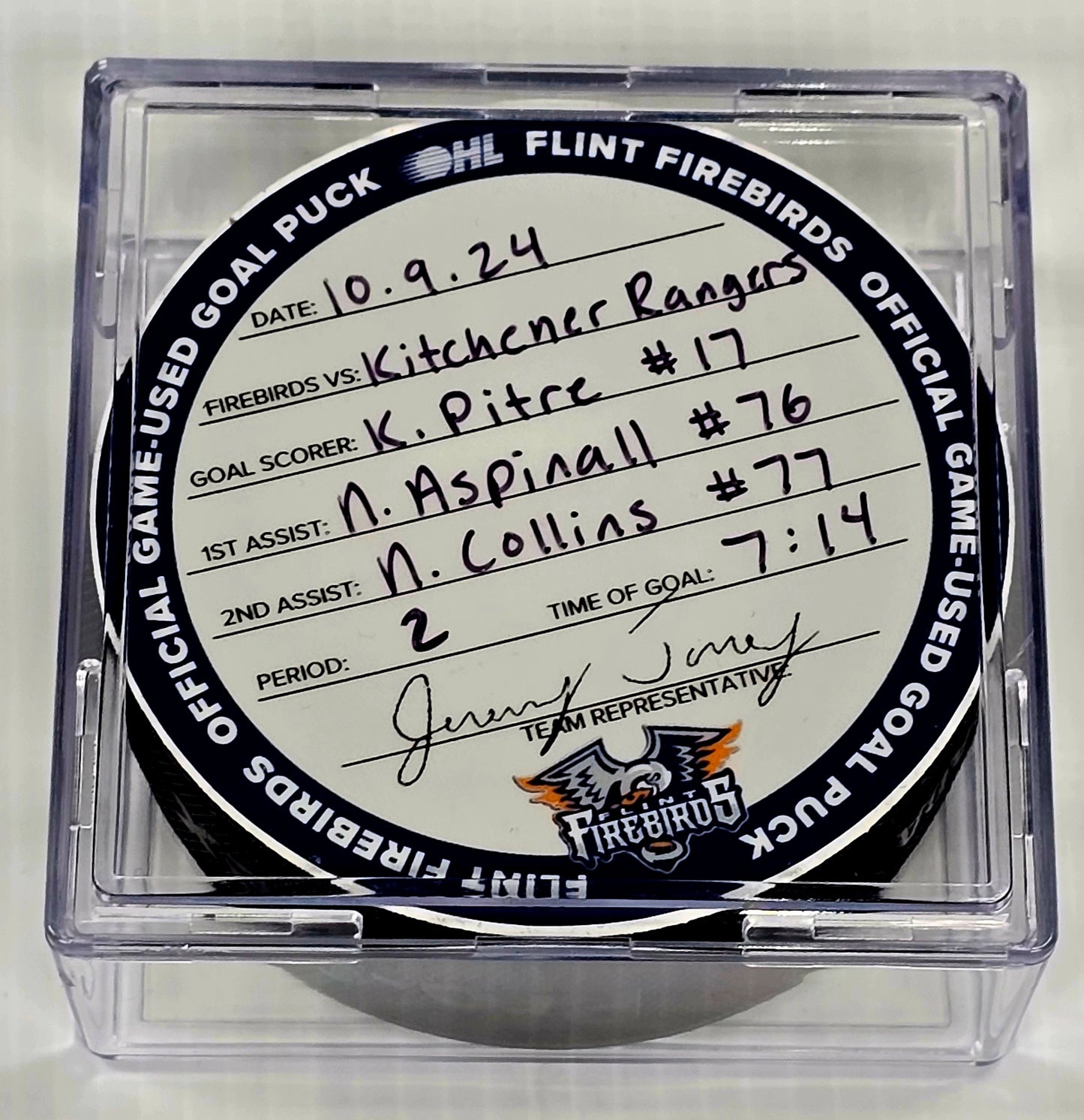 K. Pitre #17 Goal Puck (10-9-2024)