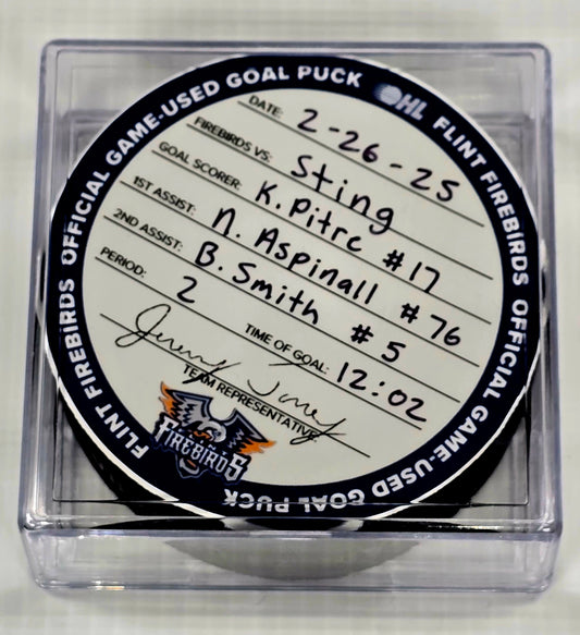 K. Pitre #17 Goal Puck (2-26-2025)