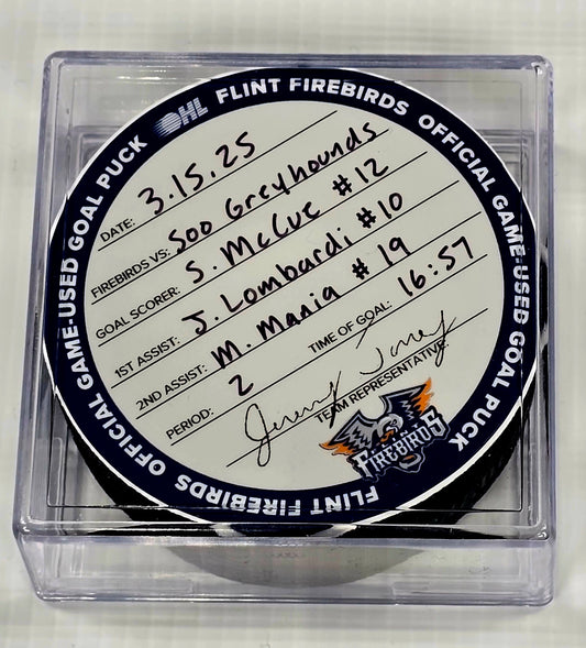 S. McCue #12 Goal Puck (3-15-2025)