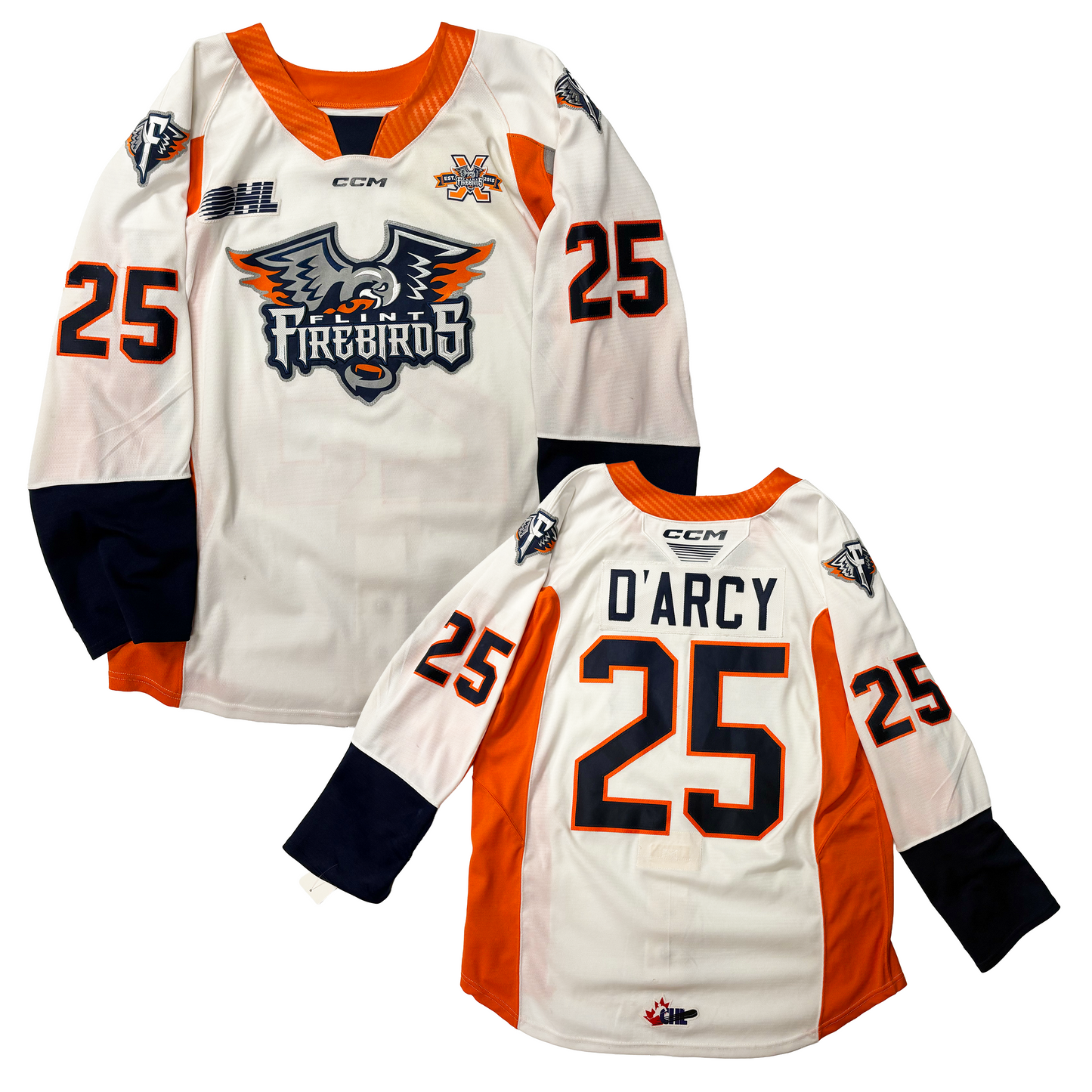 24/25 Season Authentic White CCM Jersey: Worn by D'Arcy #25