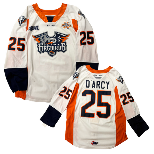 24/25 Season Authentic White CCM Jersey: Worn by D'Arcy #25