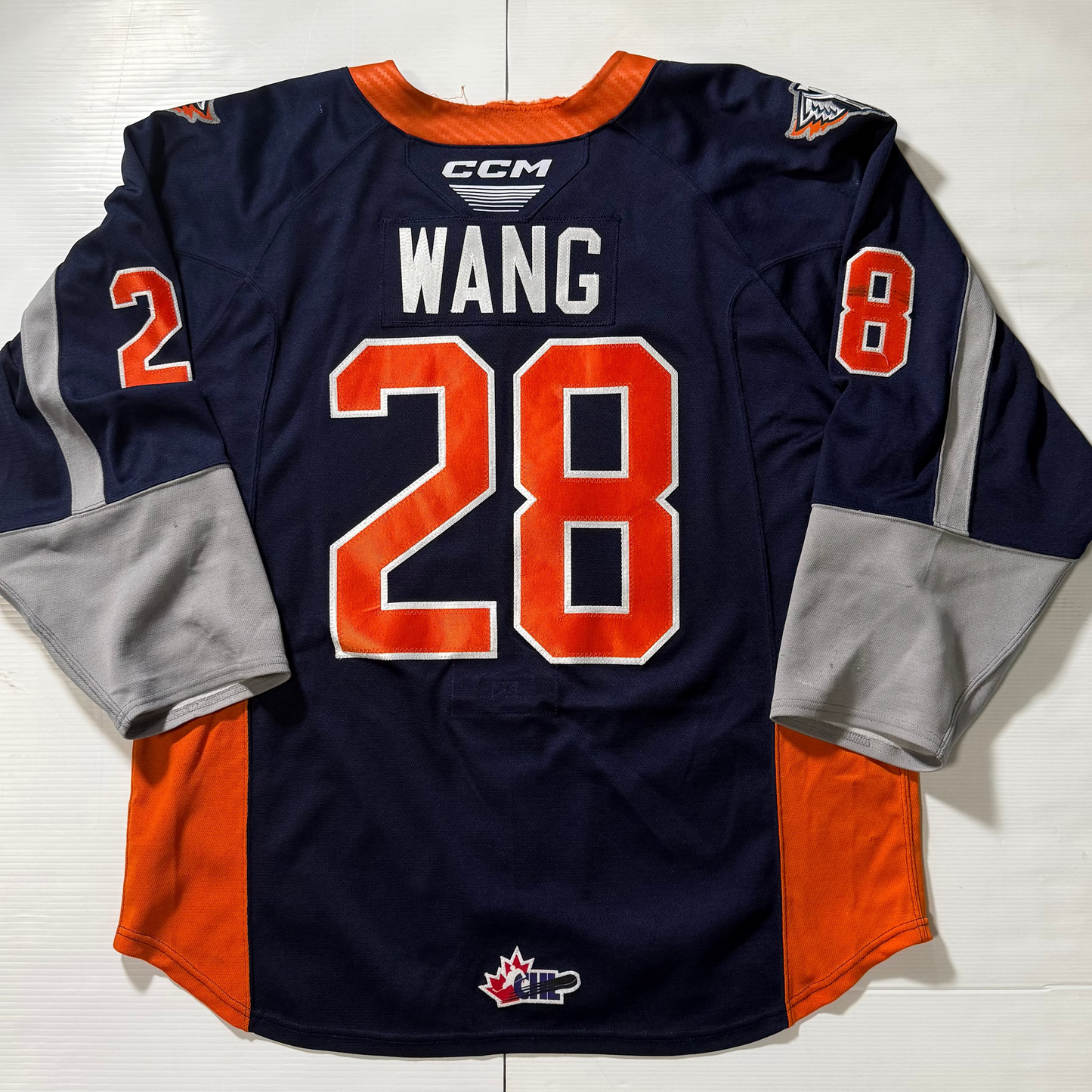 24/25 Season Authentic Navy CCM Jersey: Worn By Wang #28