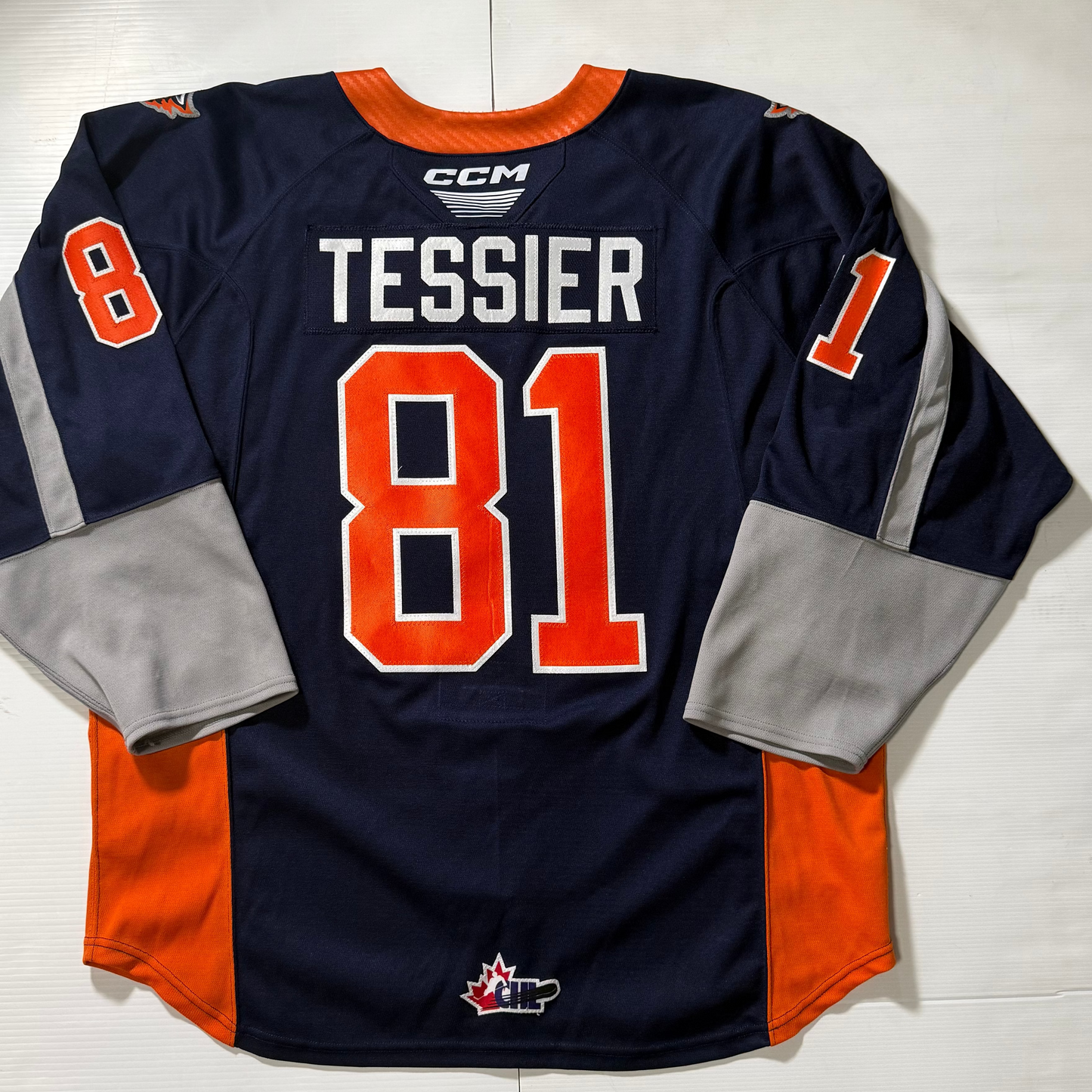 24/25 Season Authentic Navy CCM Jersey: Worn By Tessier #81