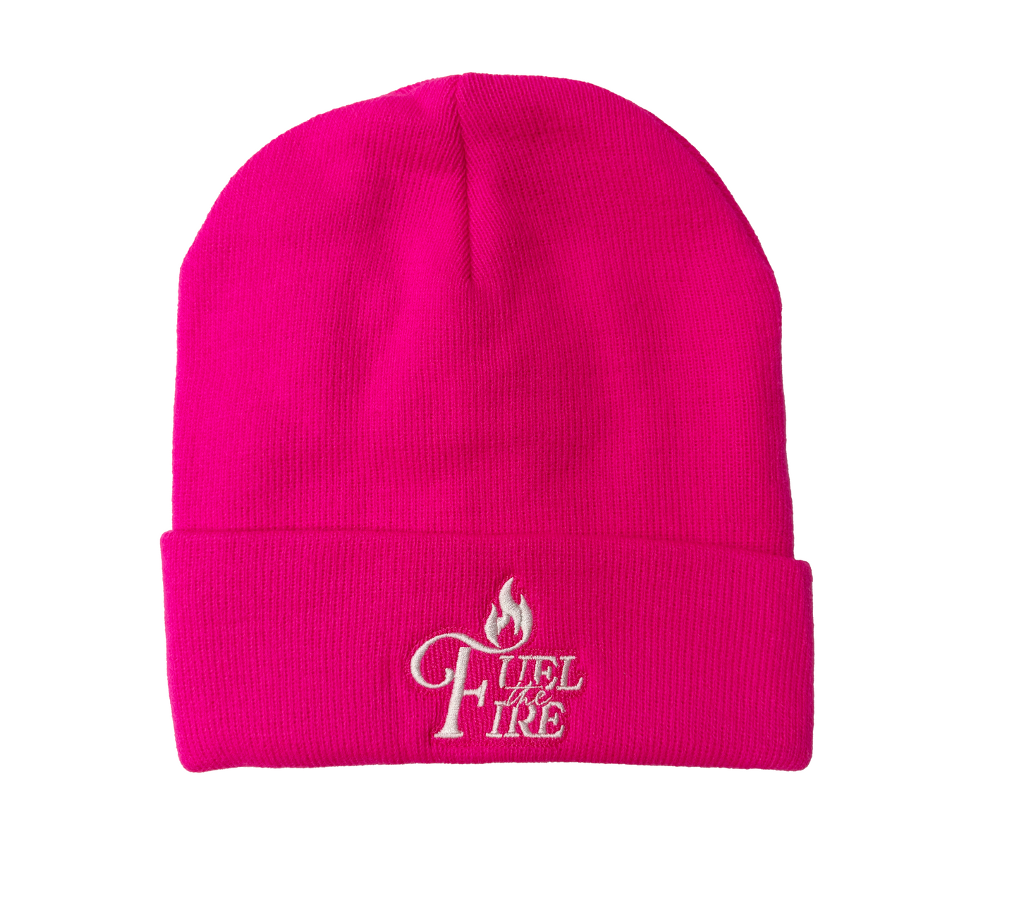 Fuel The Fire Beanie White on Pink