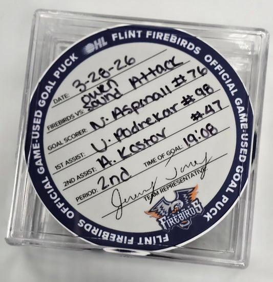 N. Aspinall #76 Goal Puck (3-28-2026)