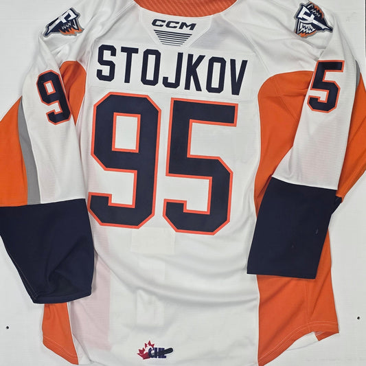 24/25 Season Authentic White CCM Jersey: Worn By Stojkov #95