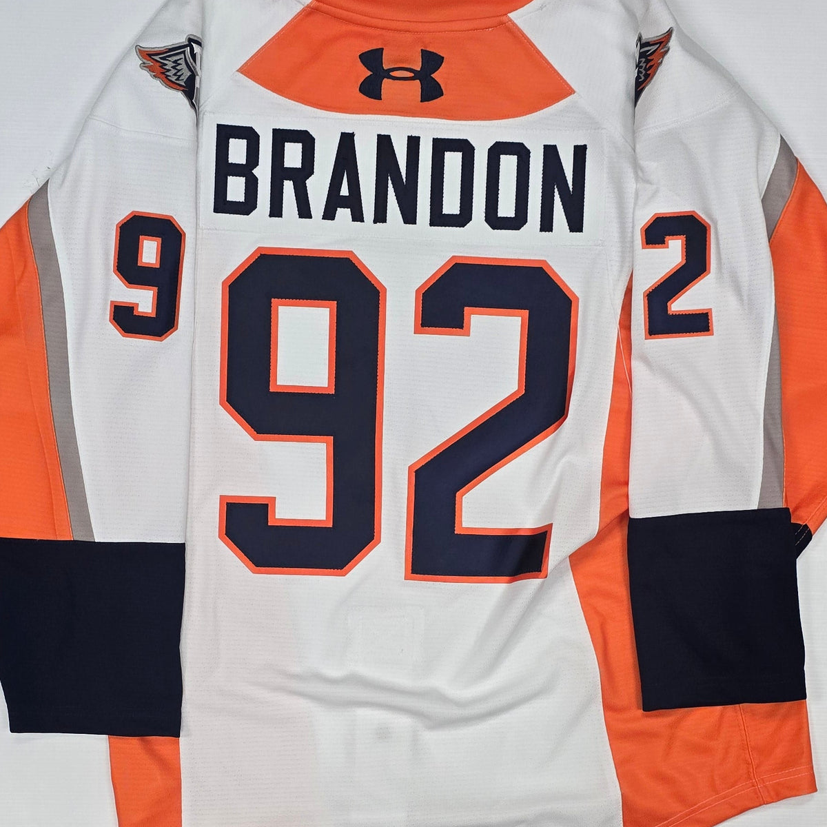 25/26 Season Authentic White Under Armour Jersey: Issued to Brandon, #92