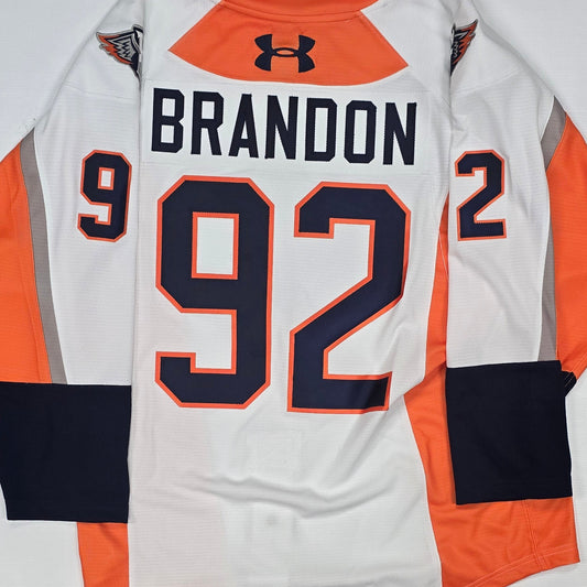 25/26 Season Authentic White Under Armour Jersey: Issued to Brandon, #92