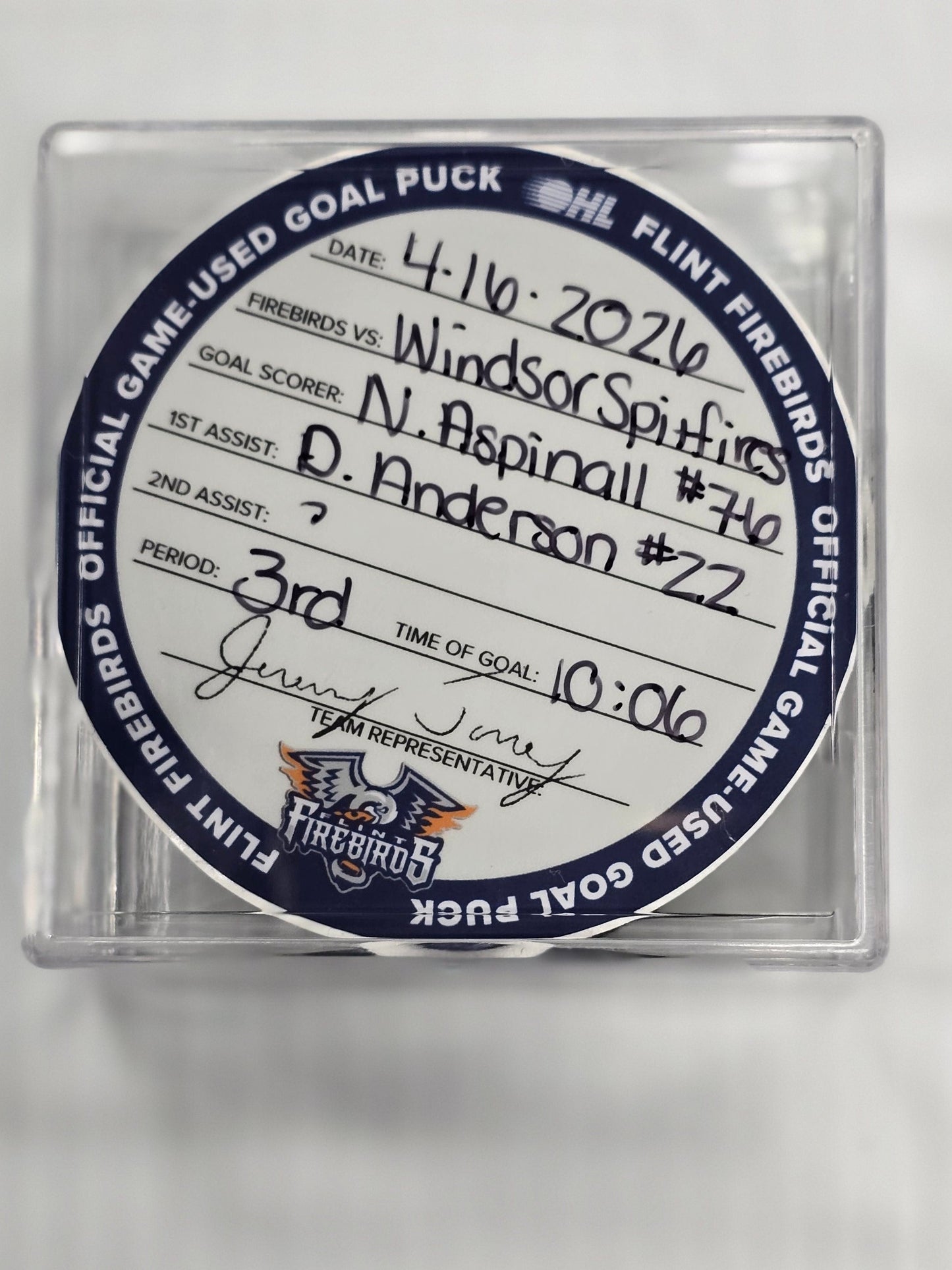 N. Aspinall #76 Playoff Goal Puck 4-16-2026