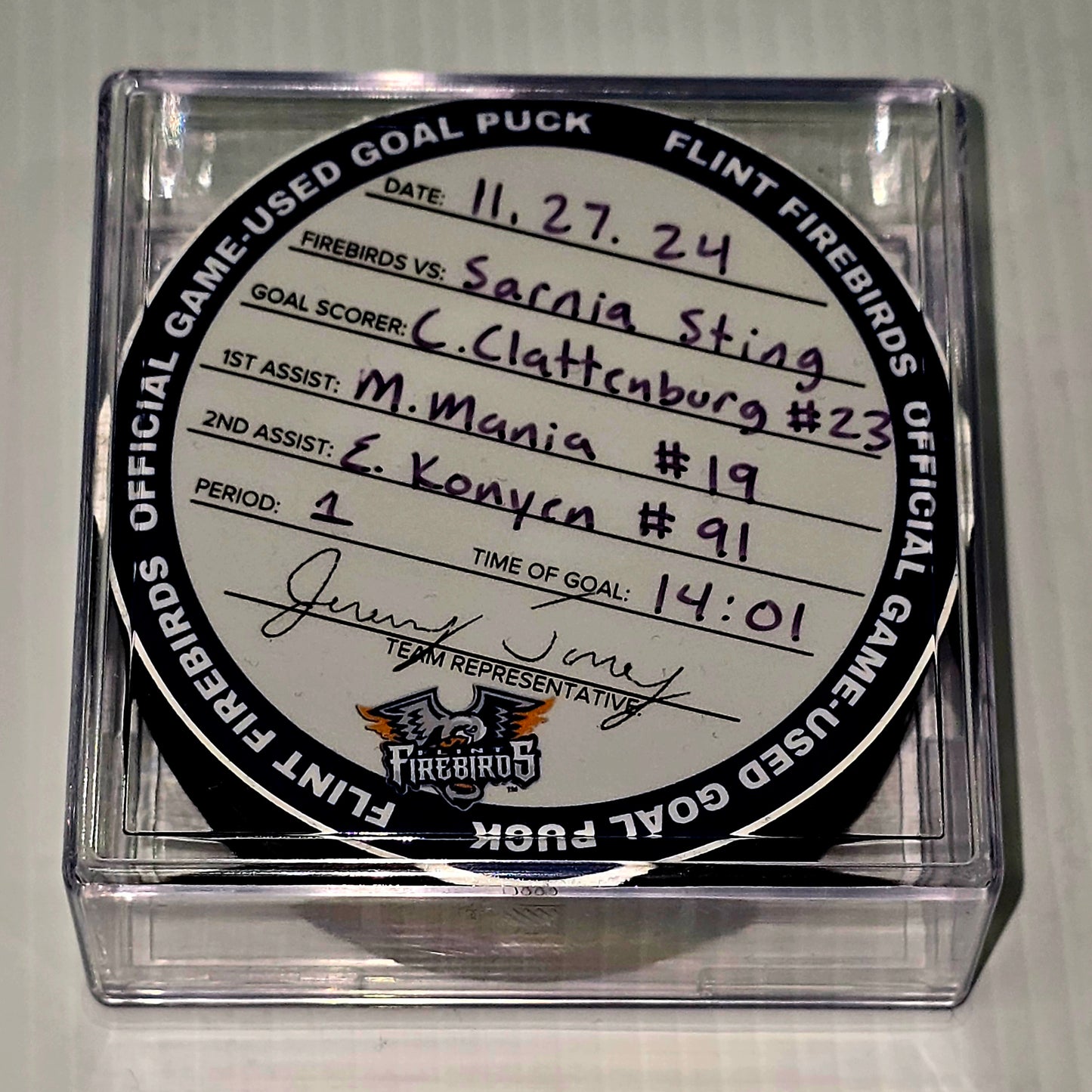 C. Clattenburg #23 Goal Puck (11/27/24)